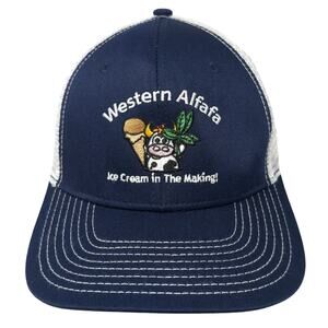 Western Alfafa Ice Cream in The Making Trucker Hat Blue OS Adjustable Mesh Back
